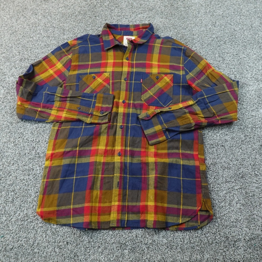Levis Shirt Mens L Plaid Flannel Button Up Long Sleeve Outdoor Work Casual Fall